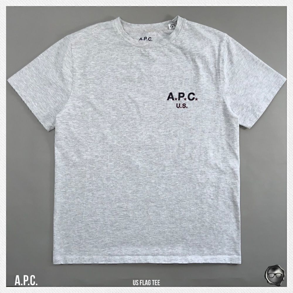A.P.C. U.S. FLAG TEE IN GREY MELANGE 2018 U.S. CAPSULE COLLECTION NWT